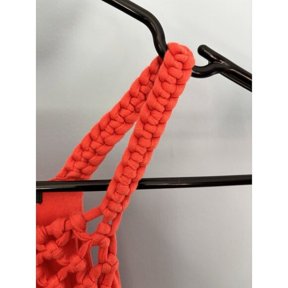 LAUREN Ralph Lauren Orange Sleeveless Maxi Dress Size Medium Crochet Belted - Picture 6 of 8